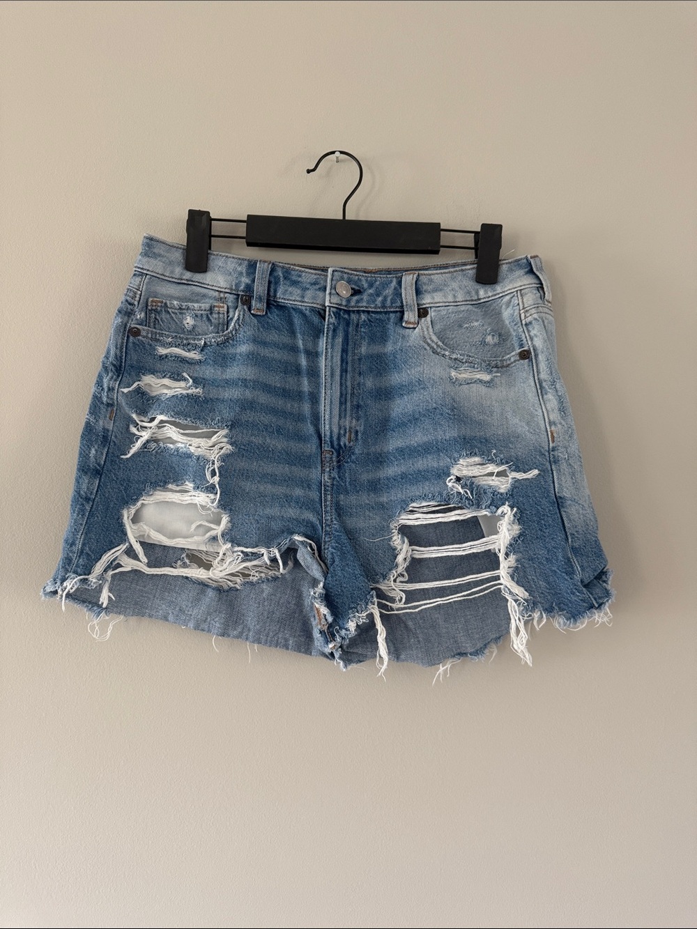 American Eagle | Distressed Light Blue Denim Shorts
